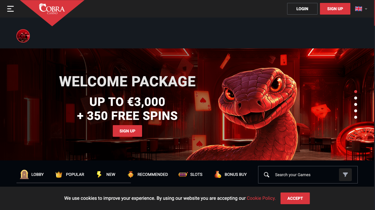 Cobra Casino Interface