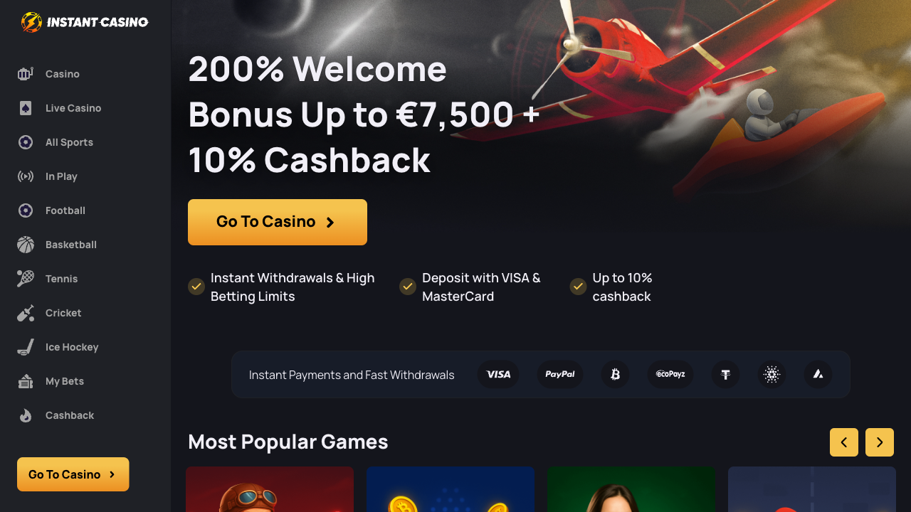 Instant Casino Interface